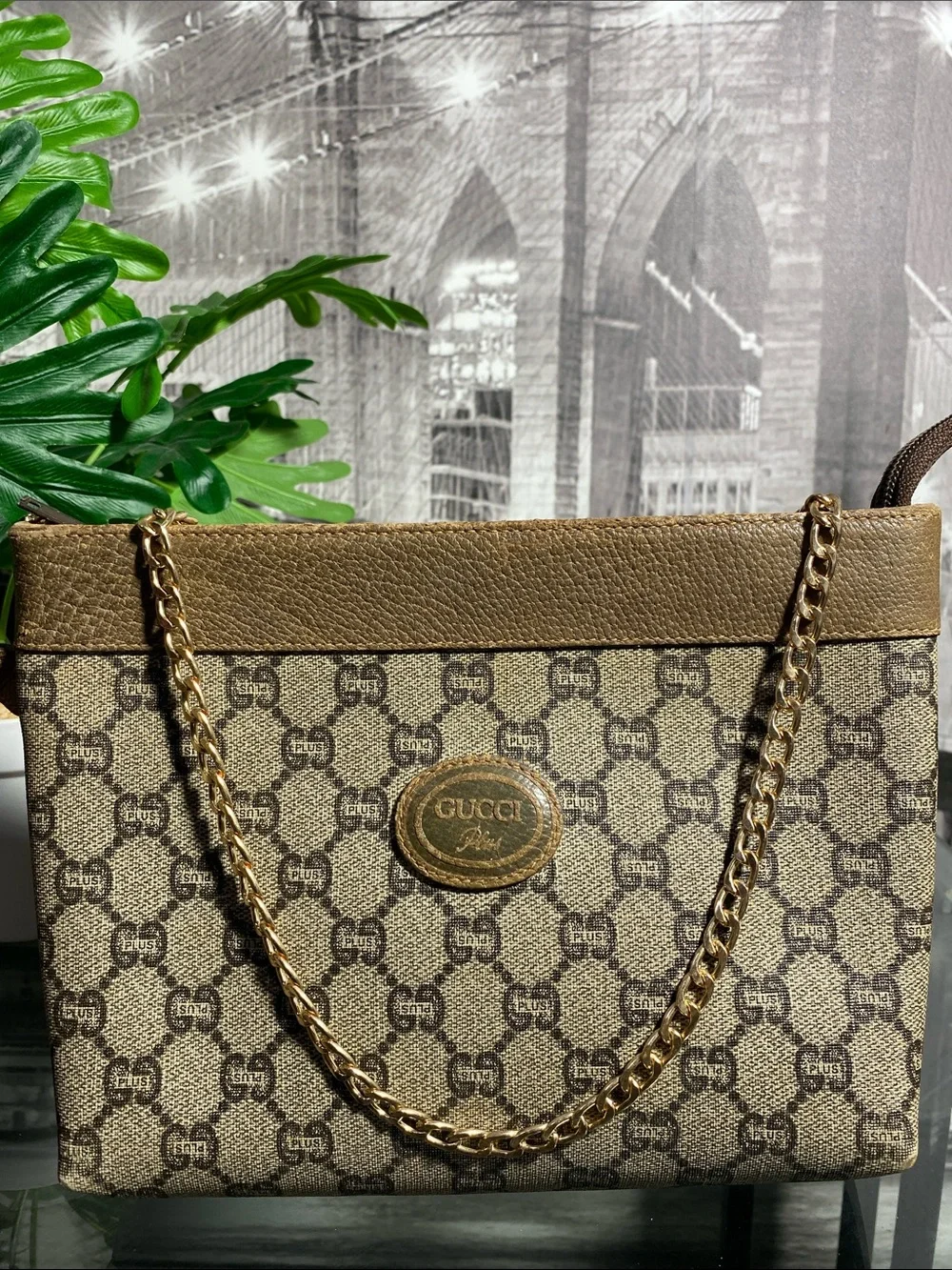 Authentic Gucci GG Plus Vintage Pouch Clutch bag